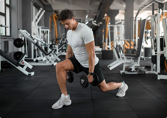 A fit man lifting light weight