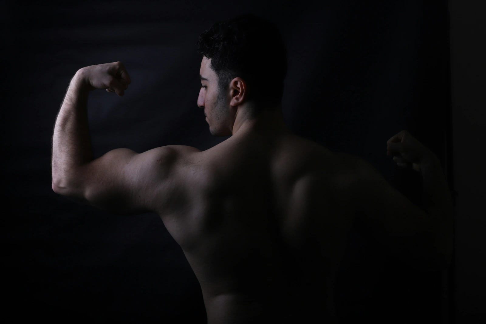 shirtless man