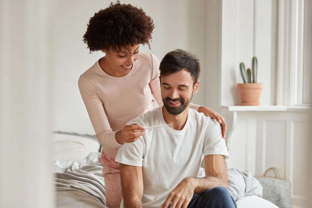 happy-future-mixed-race-parents-look-positively-pregnancy-test-rejoice-good-news-morning